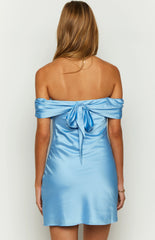Primrose-Blue-Satin-Off-The-Shoulder-Mini-Dress